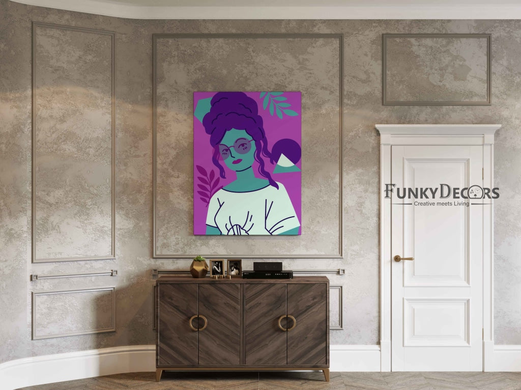 Girl With Glasses Portrait Art Frame For Wall Decor- Funkydecors Posters Prints & Visual Artwork