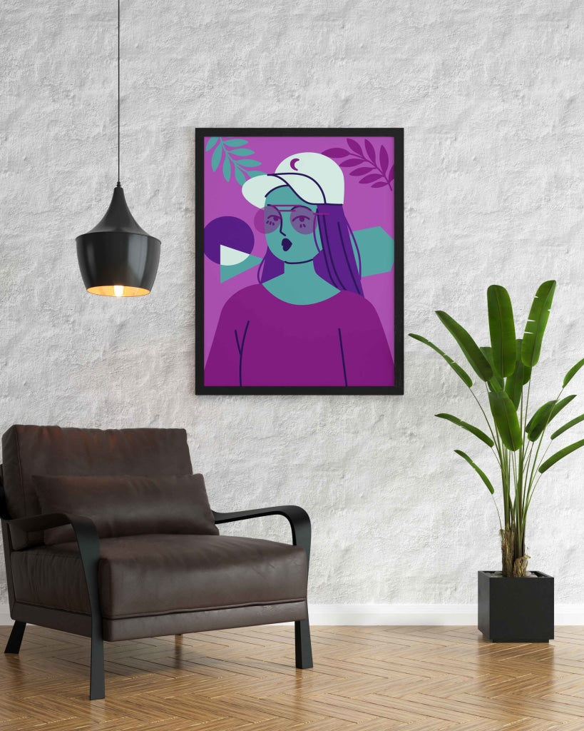 Girl With Glasses Portrait Art Frame For Wall Decor- Funkydecors Xs / Black Posters Prints & Visual