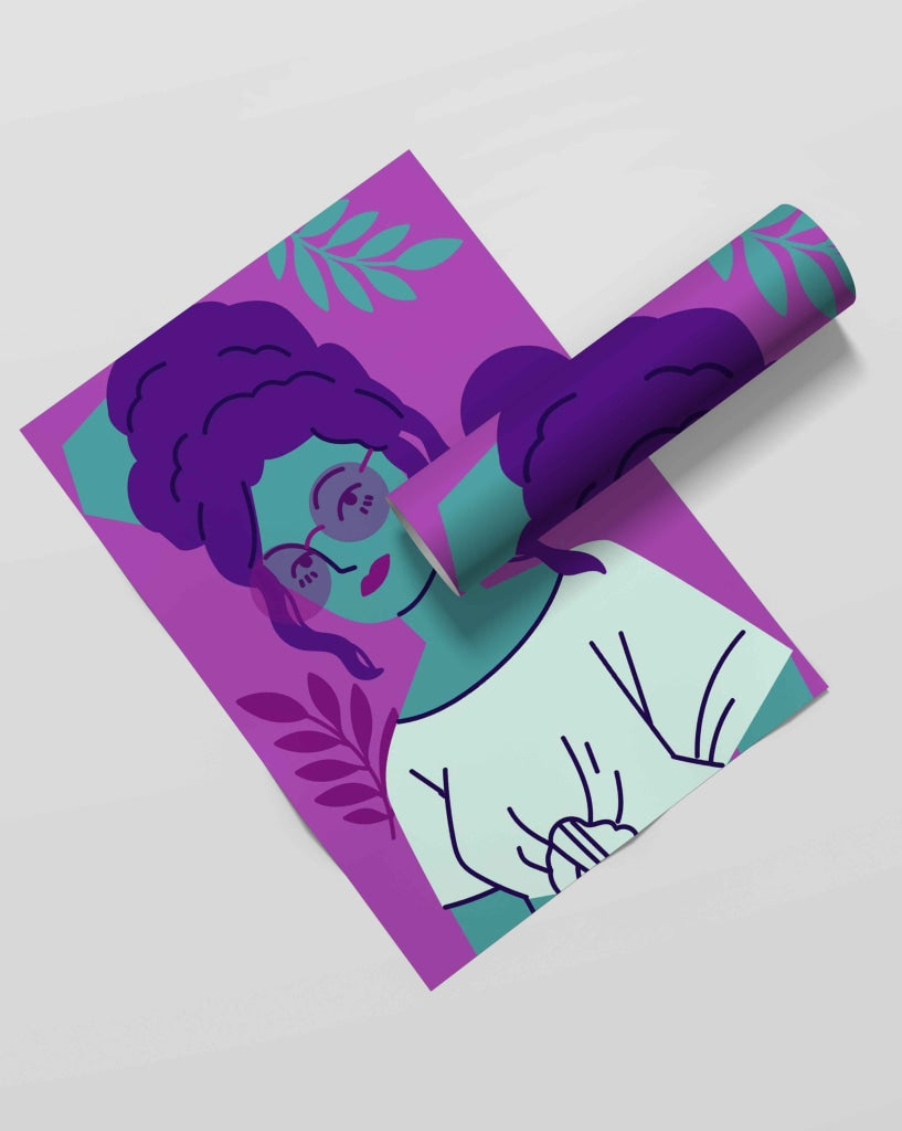 Girl With Glasses Portrait Art Frame For Wall Decor- Funkydecors Xs / Roll Posters Prints & Visual