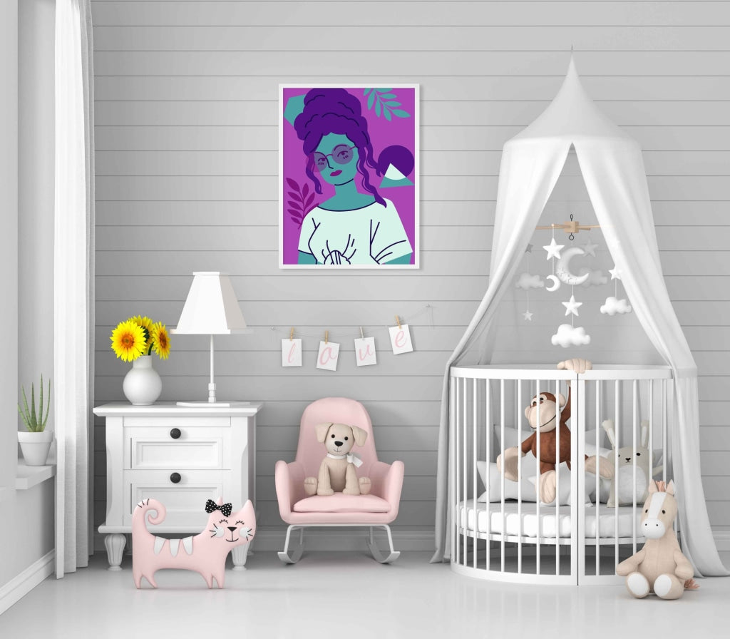 Girl With Glasses Portrait Art Frame For Wall Decor- Funkydecors Xs / White Posters Prints & Visual