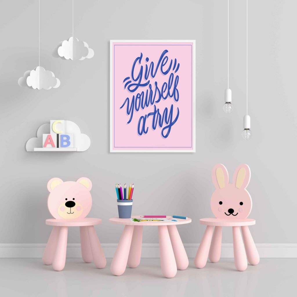 Give Yourself A Try - Motivation Quotes Art Frame For Wall Decor- Funkydecors Xs / White Posters