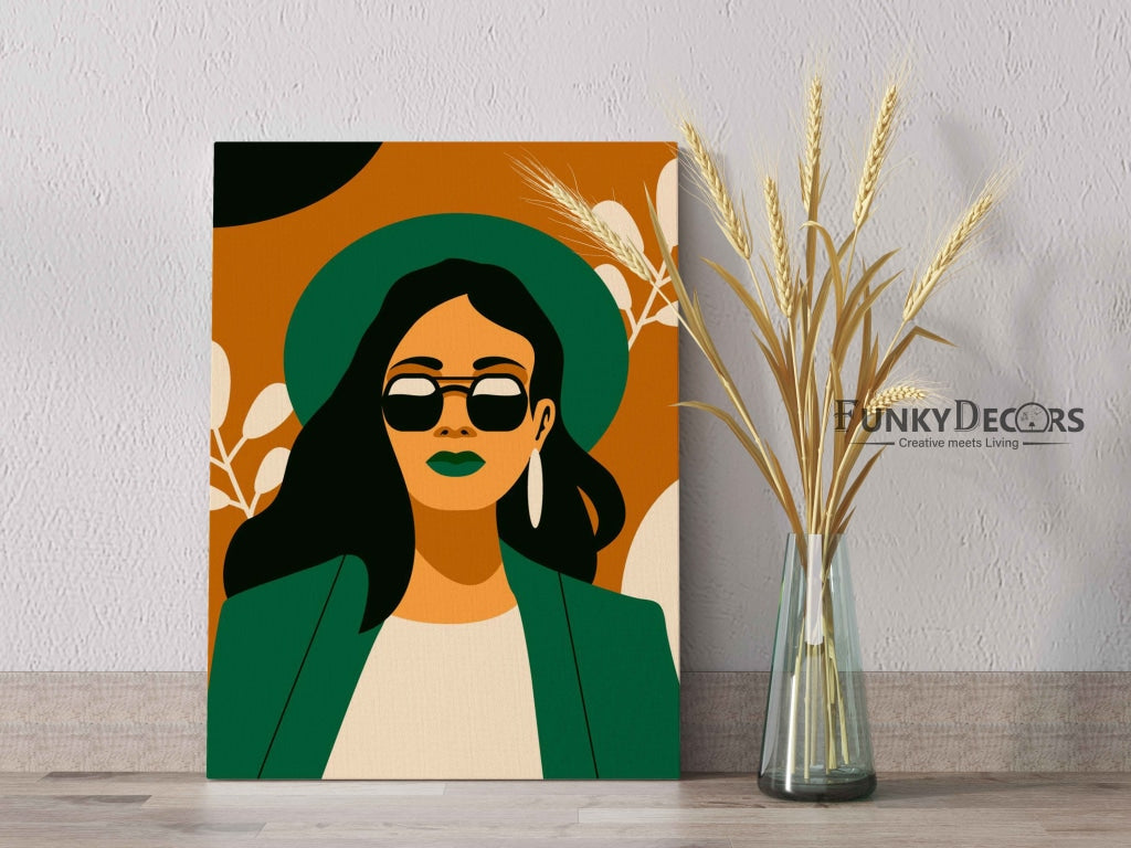 Go Green Girl Portrait Art Frame For Wall Decor- Funkydecors Posters Prints & Visual Artwork