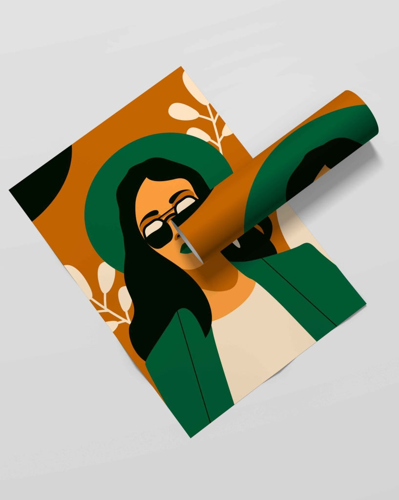 Go Green Girl Portrait Art Frame For Wall Decor- Funkydecors Xs / Roll Posters Prints & Visual