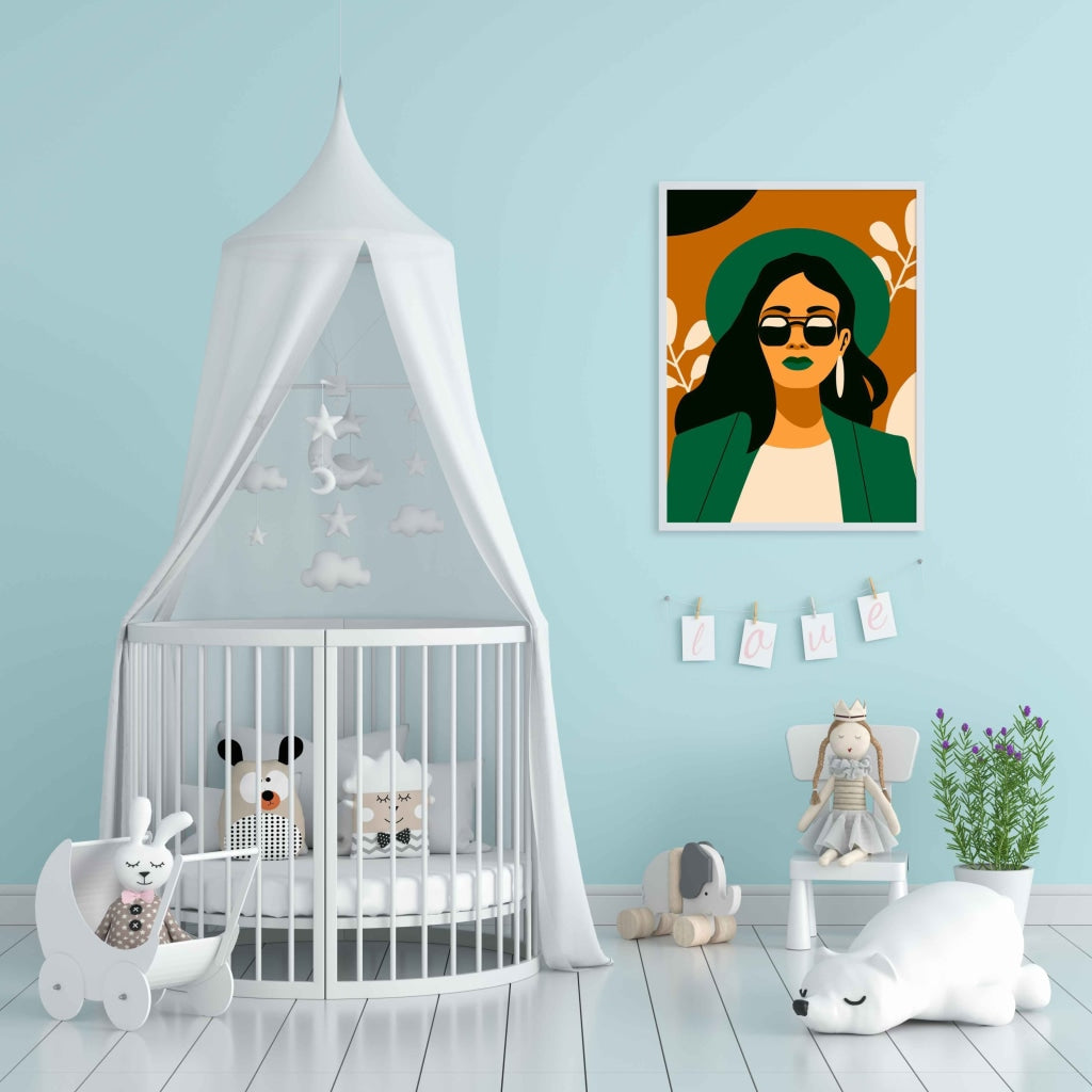 Go Green Girl Portrait Art Frame For Wall Decor- Funkydecors Xs / White Posters Prints & Visual