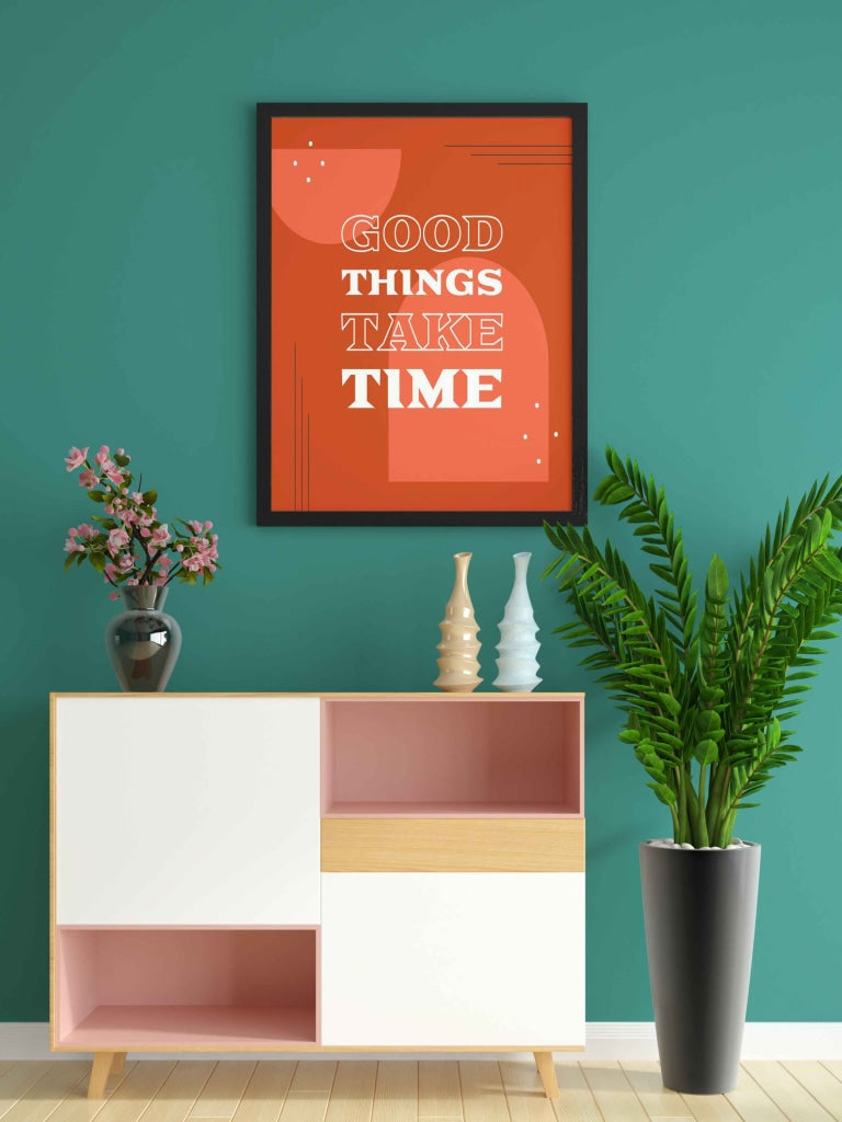 Good Things Take Time - Inspirational Quotes Art Frame For Wall Decor- Funkydecors Xs / Black