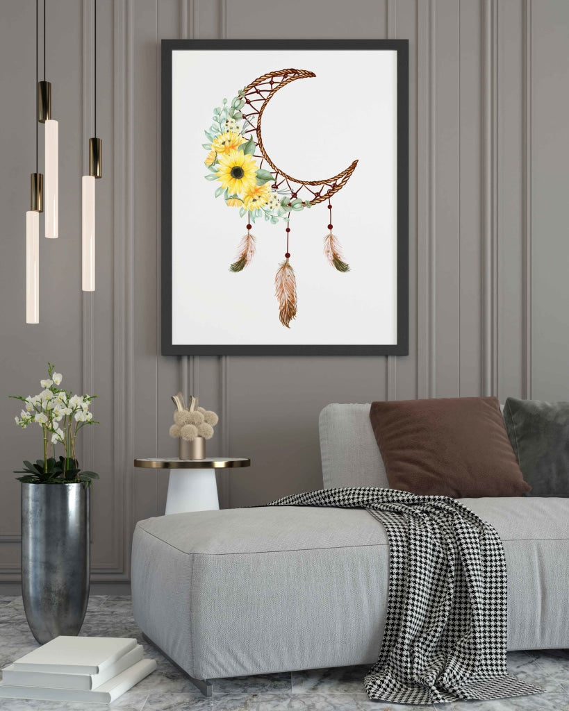Good Vibes Dream Catcher Design Portrait Art Frame For Wall Decor- Funkydecors Xs / Black Posters