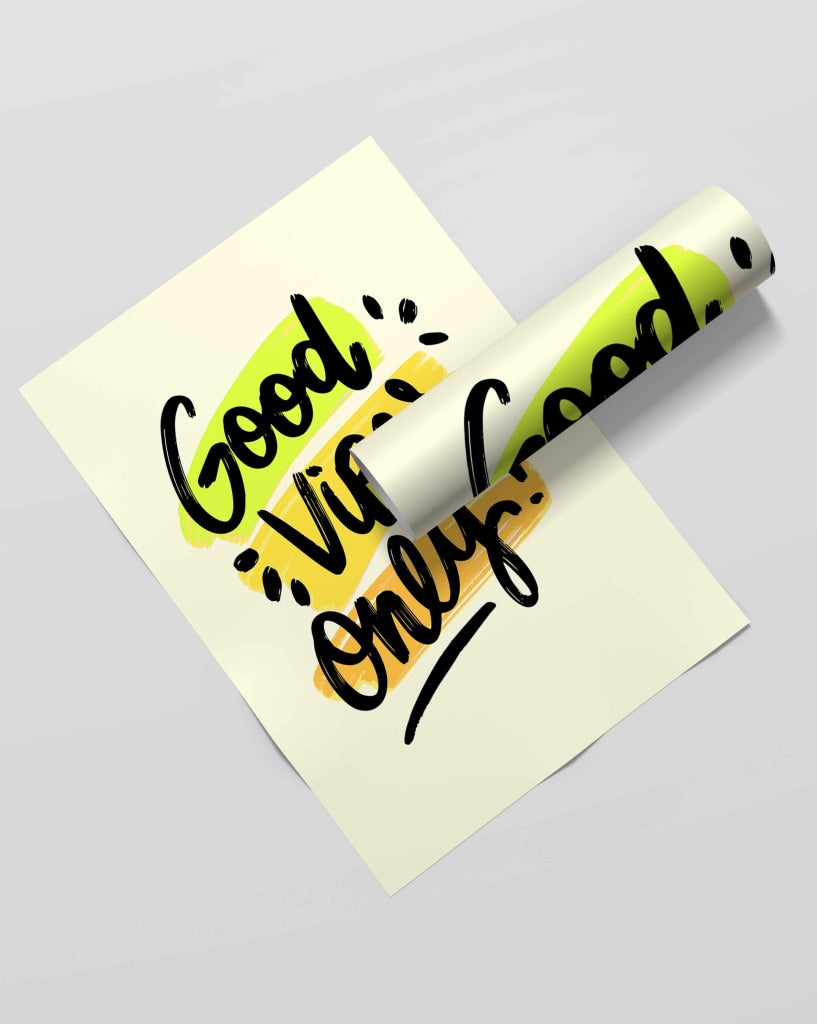 Good Vibes Only - Motivation Quotes Art Frame For Wall Decor- Funkydecors Xs / Roll Posters Prints &