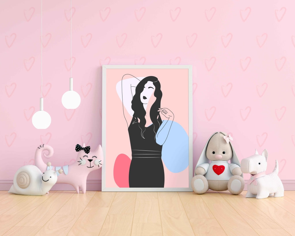 Graceful Women Portrait Art Frame For Wall Decor- Funkydecors Xs / White Posters Prints & Visual