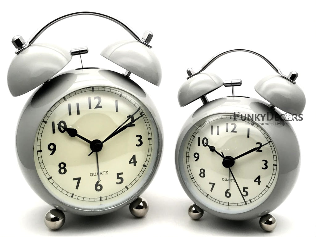 Grey Royal Retro Style Alarm Kids Room Table Clock-Funkydecors Clocks