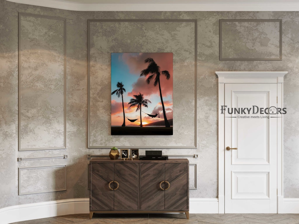 Hammock In Sunset - Nature Art Frame For Wall Decor- Funkydecors Posters Prints & Visual Artwork
