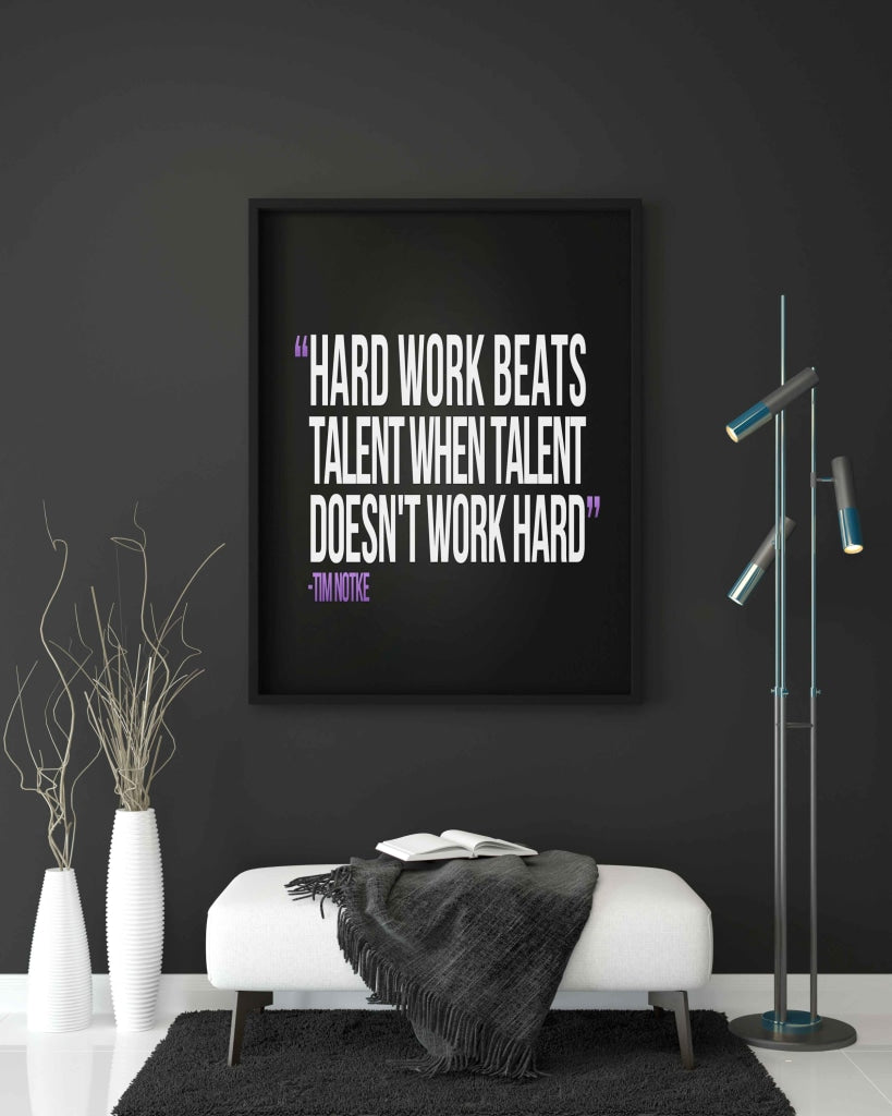 Hard Work Beats Talent When Doesnt - Motivation Quotes Art Frame For Wall Decor- Funkydecors Xs /