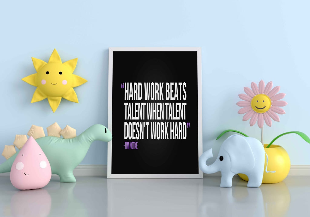 Hard Work Beats Talent When Doesnt - Motivation Quotes Art Frame For Wall Decor- Funkydecors Xs /