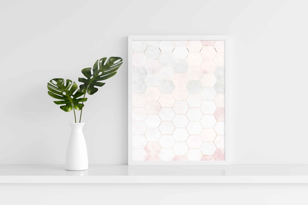 Hexagonal Grid Geometric Art Frame For Wall Decor- Funkydecors Xs / White Posters Prints & Visual
