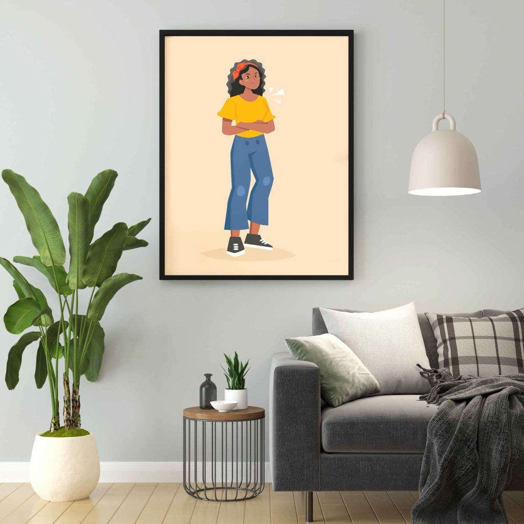 Hey Little Girl Portrait Art Frame For Wall Decor- Funkydecors Xs / Black Posters Prints & Visual