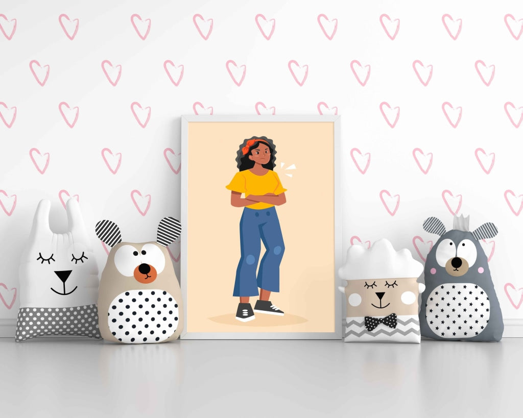 Hey Little Girl Portrait Art Frame For Wall Decor- Funkydecors Xs / White Posters Prints & Visual