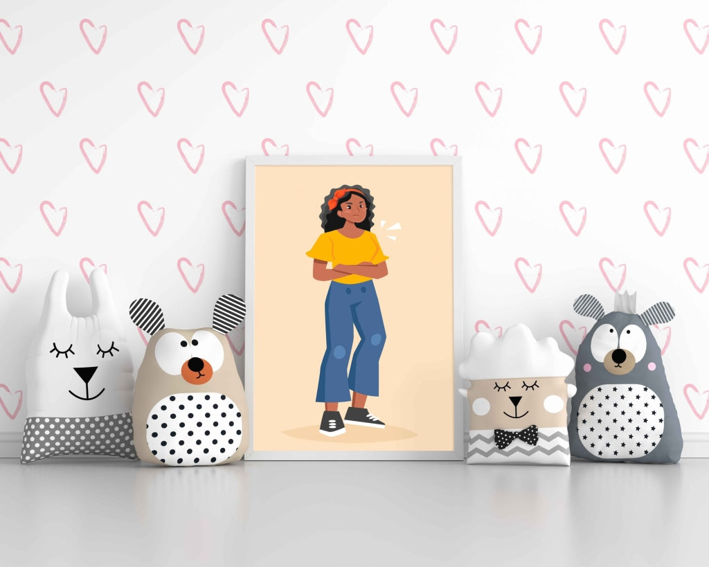 Hey Little Girl Portrait Art Frame For Wall Decor- Funkydecors Xs / White Posters Prints & Visual