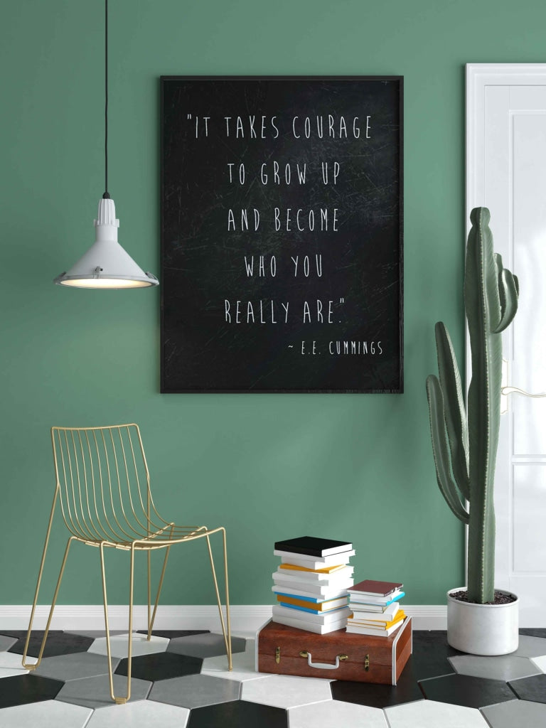 It Takes Courage To Grow Up And Become Who You Really Are - Motivational Quotes Art Frame For Wall