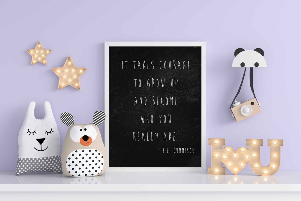 It Takes Courage To Grow Up And Become Who You Really Are - Motivational Quotes Art Frame For Wall