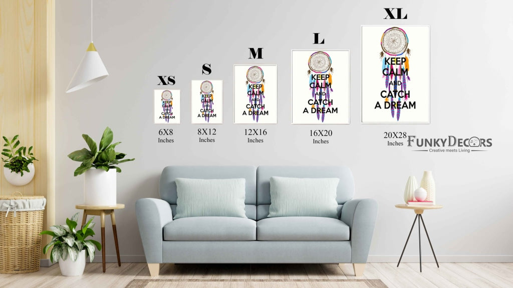 Keep Calm And Catch A Dream - Inspirational Quotes Art Frame For Wall Decor- Funkydecors Posters