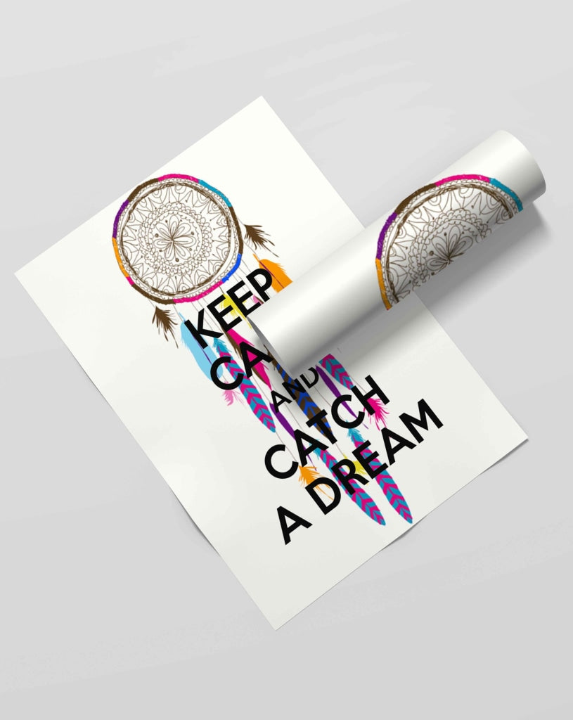 Keep Calm And Catch A Dream - Inspirational Quotes Art Frame For Wall Decor- Funkydecors Xs / Roll