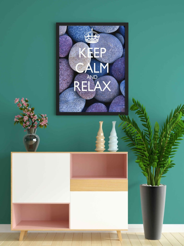 Keep Calm And Relax - Motivational Quotes Art Frame For Wall Decor- Funkydecors Xs / Black Posters