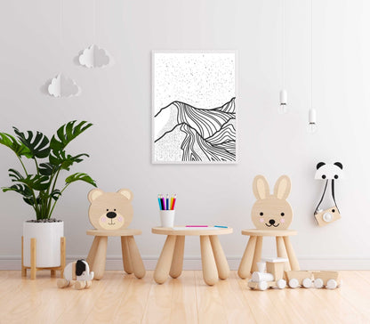 Land Of Lines Achromatic Art Frame For Wall Decor- Funkydecors Xs / White Posters Prints & Visual