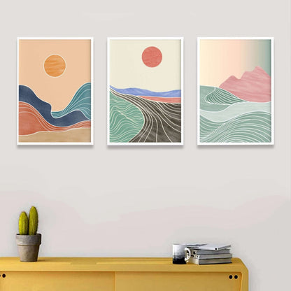 Land Of Shades - Abstract 3 Panels Art Frame For Wall Decor- Funkydecors Xs / White Posters Prints &