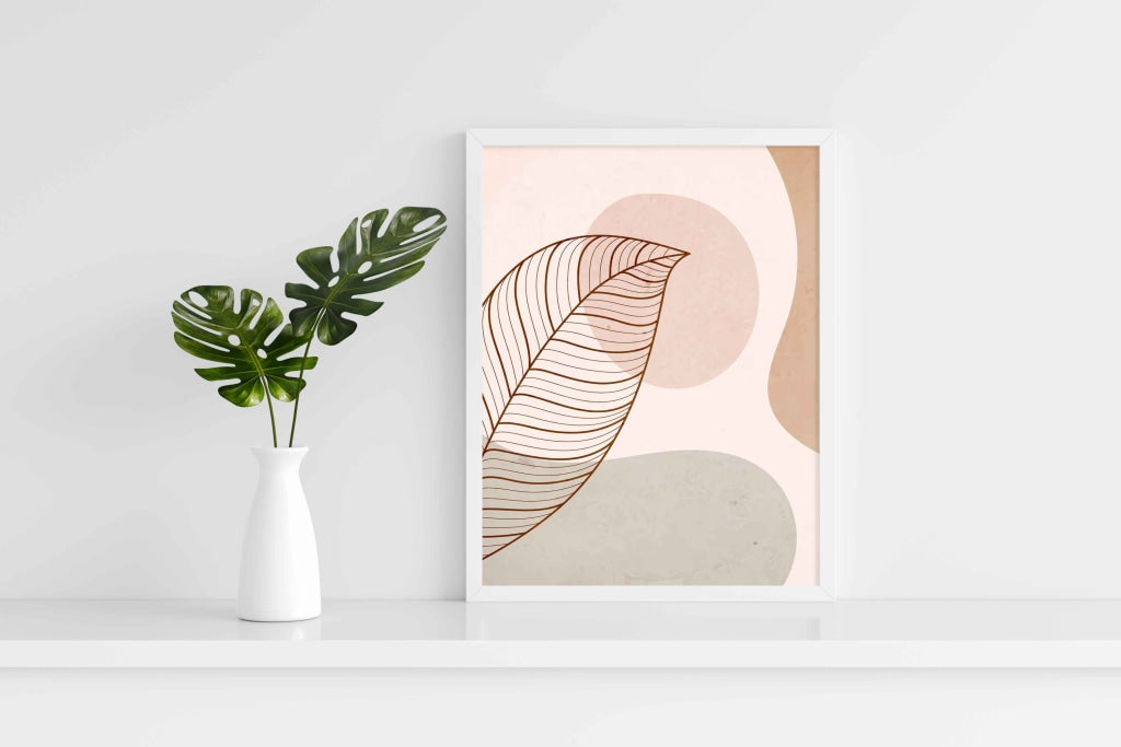 Leaf Art - Nature Frame For Wall Decor- Funkydecors Xs / White Posters Prints & Visual Artwork