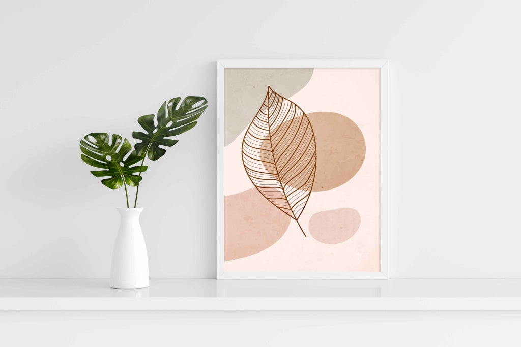 Leaf Art - Nature Frame For Wall Decor- Funkydecors Xs / White Posters Prints & Visual Artwork