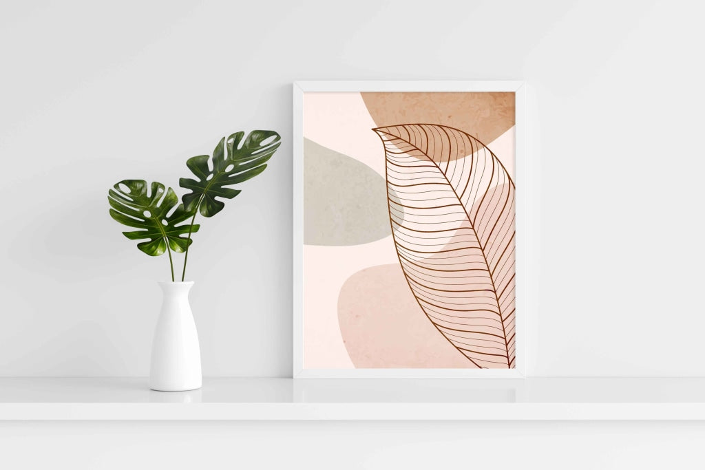 Leaf Art - Nature Frame For Wall Decor- Funkydecors Xs / White Posters Prints & Visual Artwork