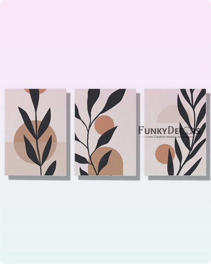 Leaf Prints - Miinimal 3 Panels Art Frame For Wall Decor- Funkydecors Posters & Visual Artwork