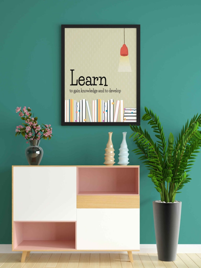 Learn To Gain Knowledge And Develop - Inspirational Quotes Art Frame For Wall Decor- Funkydecors Xs