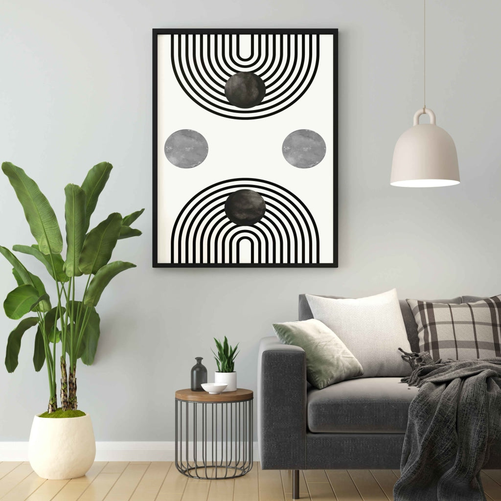 Line Cluster - Achromatic Art Frame For Wall Decor- Funkydecors Xs / Black Posters Prints & Visual