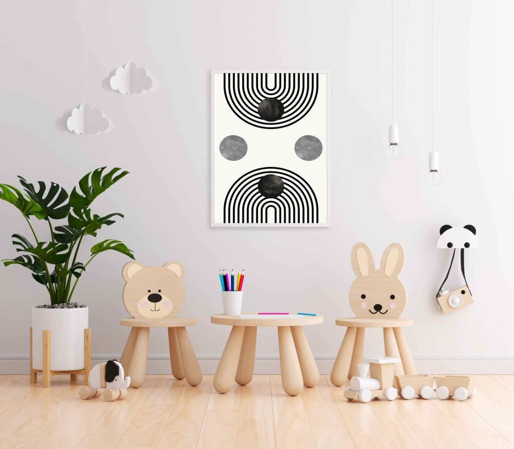 Line Cluster - Achromatic Art Frame For Wall Decor- Funkydecors Xs / White Posters Prints & Visual