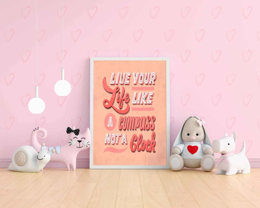 Live You Life Like A Compass Not Clock - Motivation Quotes Art Frame For Wall Decor- Funkydecors Xs