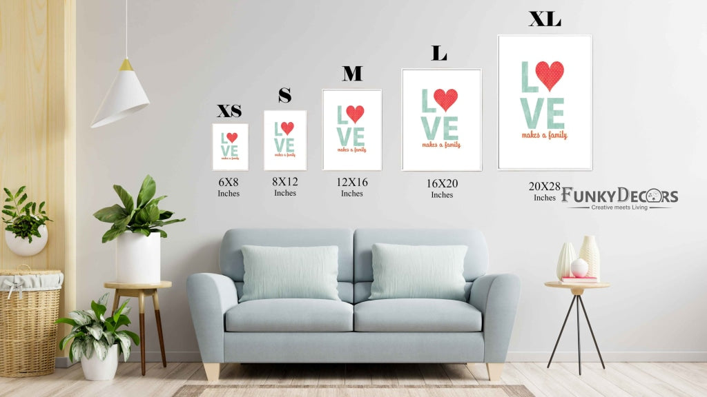 Love Makes A Family - Quotes Art Frame For Wall Decor- Funkydecors Posters Prints & Visual Artwork