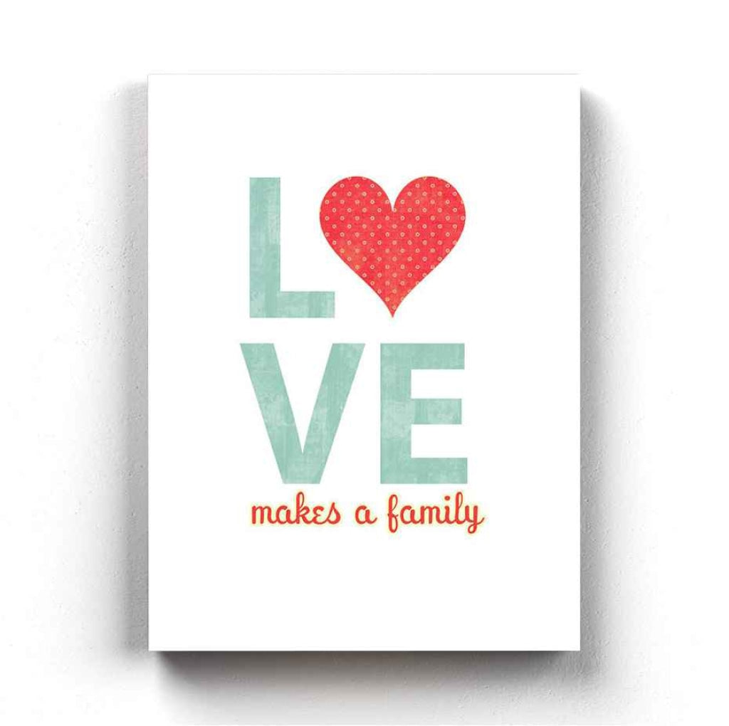 Love Makes A Family - Quotes Art Frame For Wall Decor- Funkydecors Xs / Canvas Posters Prints &