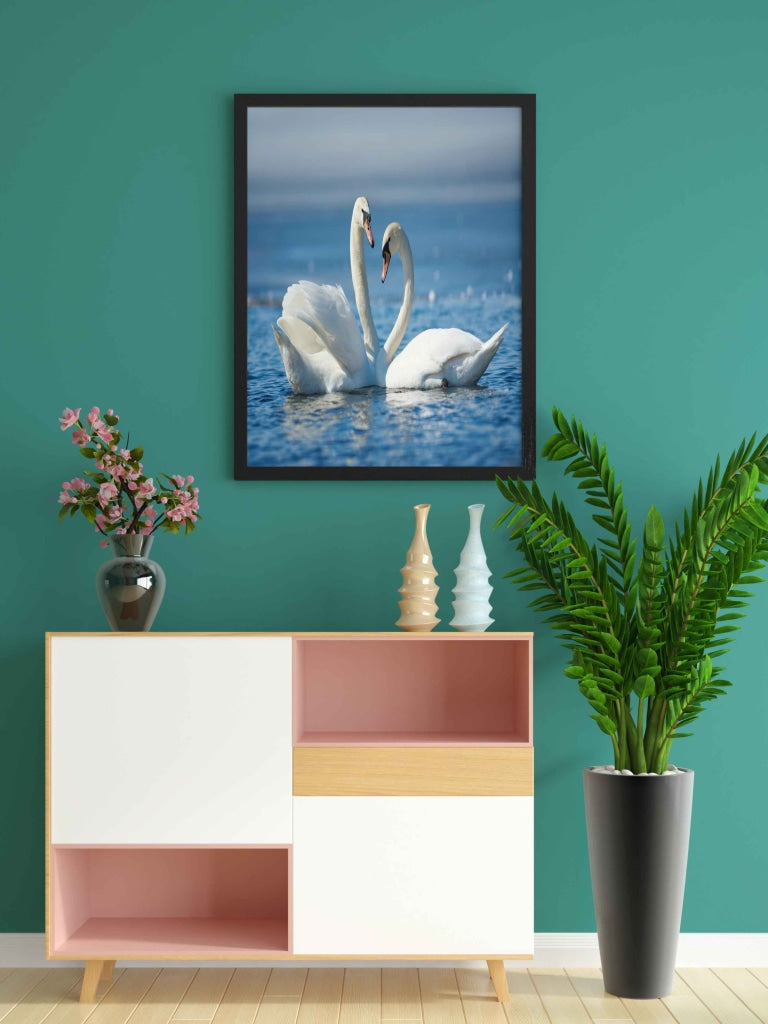 Love Of Swan - Animal Art Frame For Wall Decor- Funkydecors Xs / Black Posters Prints & Visual