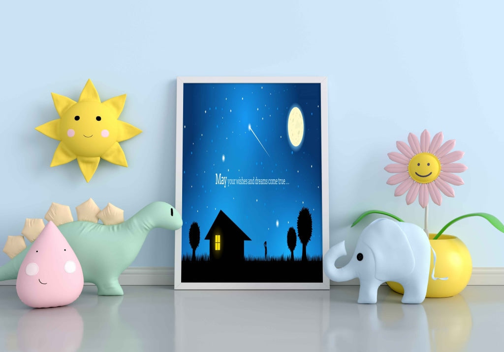 May Your Wishes And Dreams Come True - Life Quotes Art Frame For Wall Decor- Funkydecors Xs / White