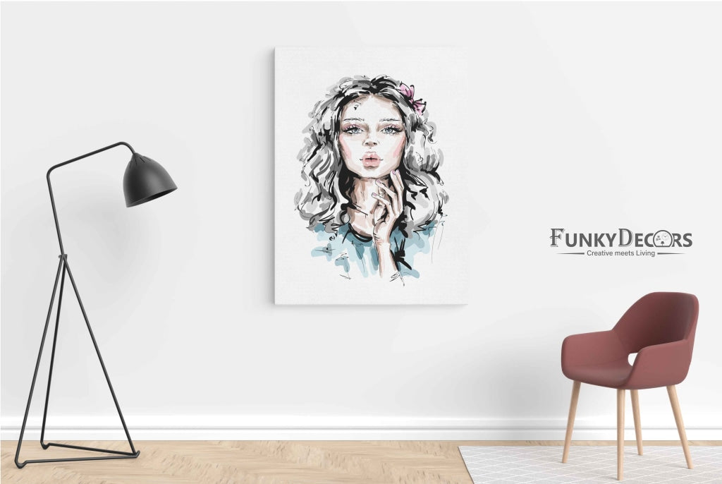Messy Hair Women Fashion Art Frame For Wall Decor- Funkydecors Posters Prints & Visual Artwork