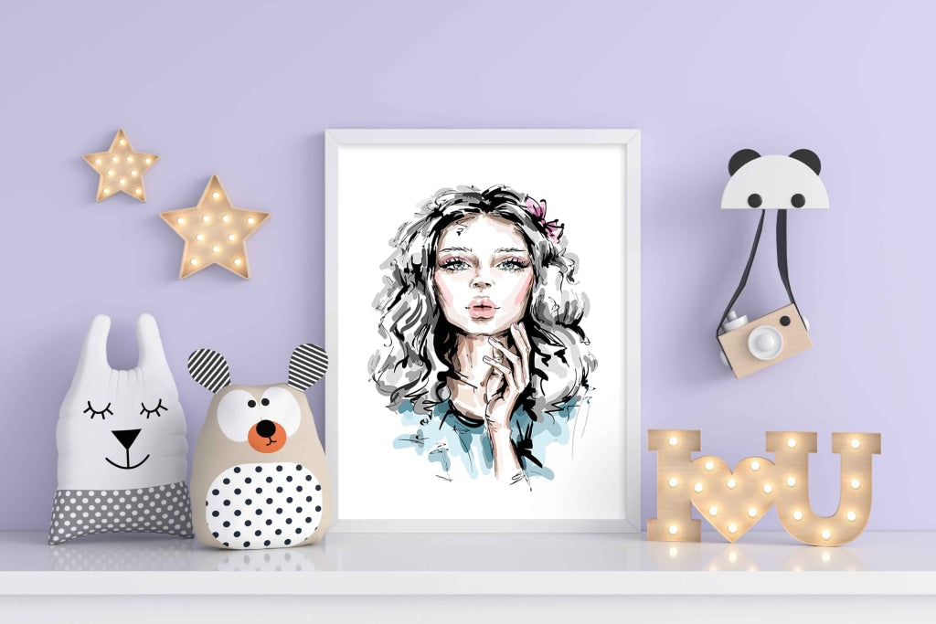Messy Hair Women Fashion Art Frame For Wall Decor- Funkydecors Xs / Black Posters Prints & Visual
