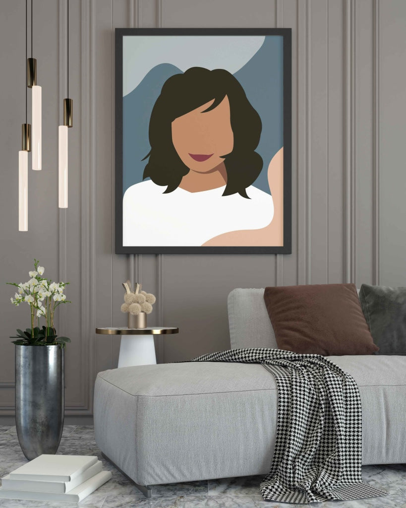 Minimal Design Women Portrait Art Frame For Wall Decor- Funkydecors Xs / Black Posters Prints &