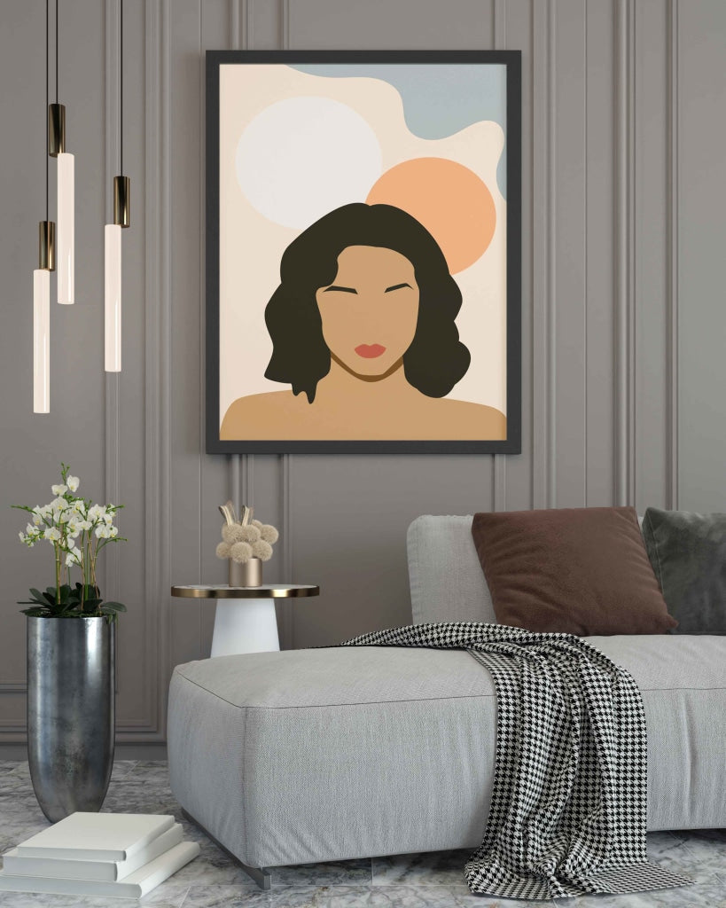 Minimal Design Women Portrait Art Frame For Wall Decor- Funkydecors Xs / Black Posters Prints &