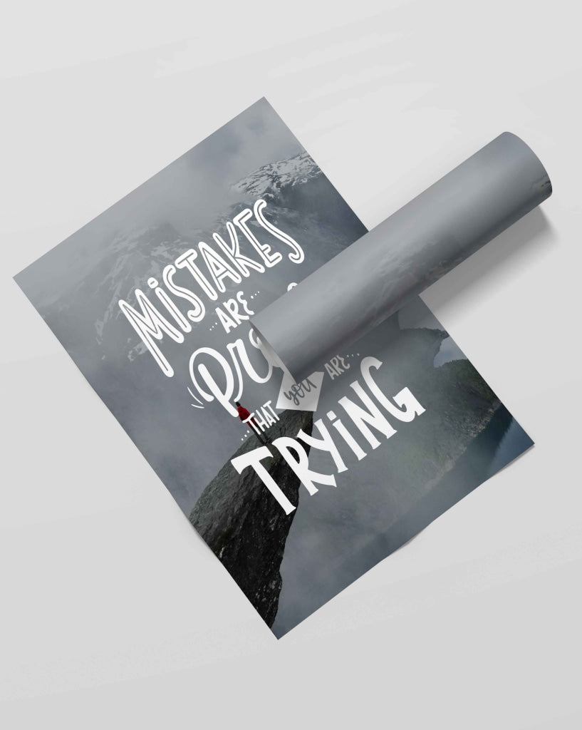 Mistake Are Proof That You Trying - Motivation Quotes Art Frame For Wall Decor- Funkydecors Xs /