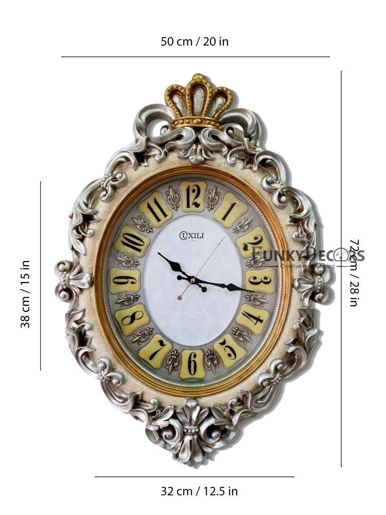 Multicolor Crown Vintage Style Marble Wall Clock For Home Office Decor And Gifts 72 Cm Tall-