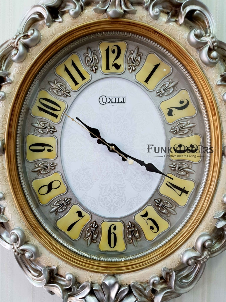 Multicolor Crown Vintage Style Marble Wall Clock For Home Office Decor And Gifts 72 Cm Tall-