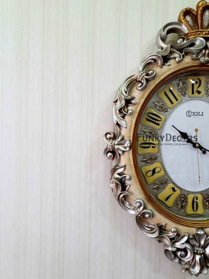 Multicolor Crown Vintage Style Marble Wall Clock For Home Office Decor And Gifts 72 Cm Tall-