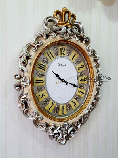 Multicolor Crown Vintage Style Marble Wall Clock For Home Office Decor And Gifts 72 Cm Tall-