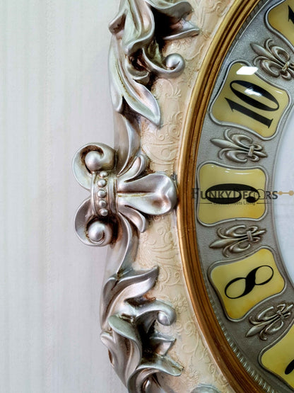 Multicolor Crown Vintage Style Marble Wall Clock For Home Office Decor And Gifts 72 Cm Tall-