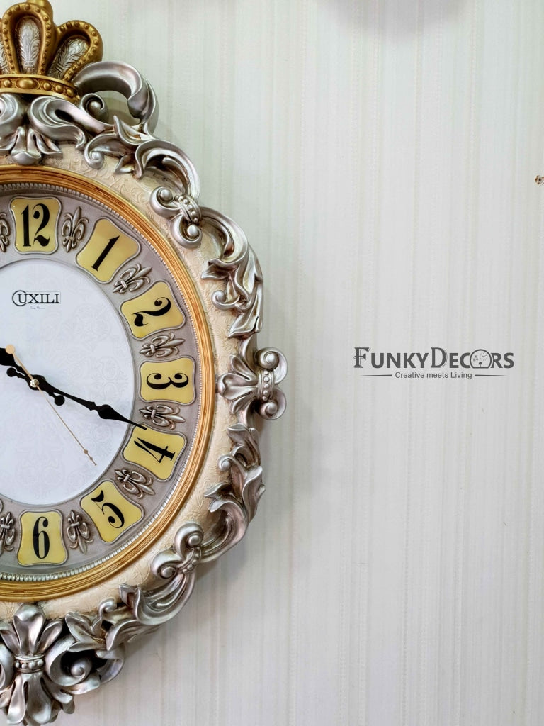 Multicolor Crown Vintage Style Marble Wall Clock For Home Office Decor And Gifts 72 Cm Tall-